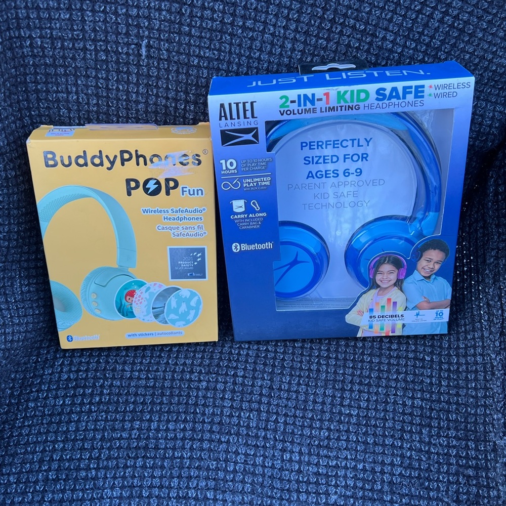 Buddy phones pop fun and Altec  2-in-1 Kid Safe Headphones bundle